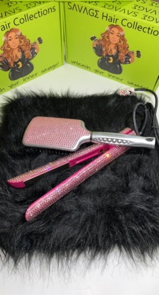 Savage Blinged Out Flat irons & Brush Sets